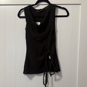 Zara Dark Brown Textured Tank Top